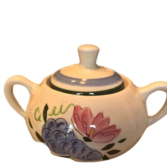 𝅺strangle sugar bowl fruit and flowers pattern vintage - Picture 1 of 3